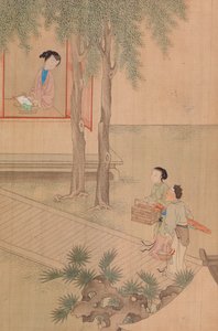 Due Ragazze con Gabbia per Uccelli e Cestino da Shih Fu Chuiu Ying Shih Fu Chuiu Ying